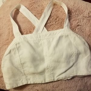 Aritzia Wilfred White Linen Crop Top